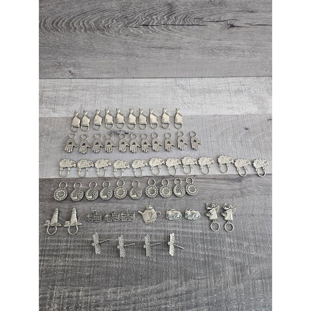 Lot Of 57 Pewter Signed Brooch Barker Cats Lighthouse Angels 90s Estate Lot #28